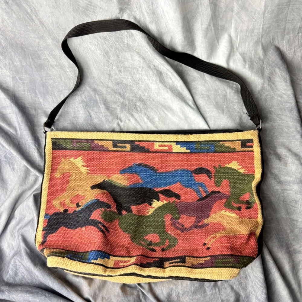 El Paso Saddleblanket Woven Cotton Horse Southwestern Shoulder Bag Multi-Color